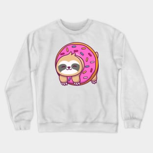 Cute Sloth With Doughnut Crewneck Sweatshirt